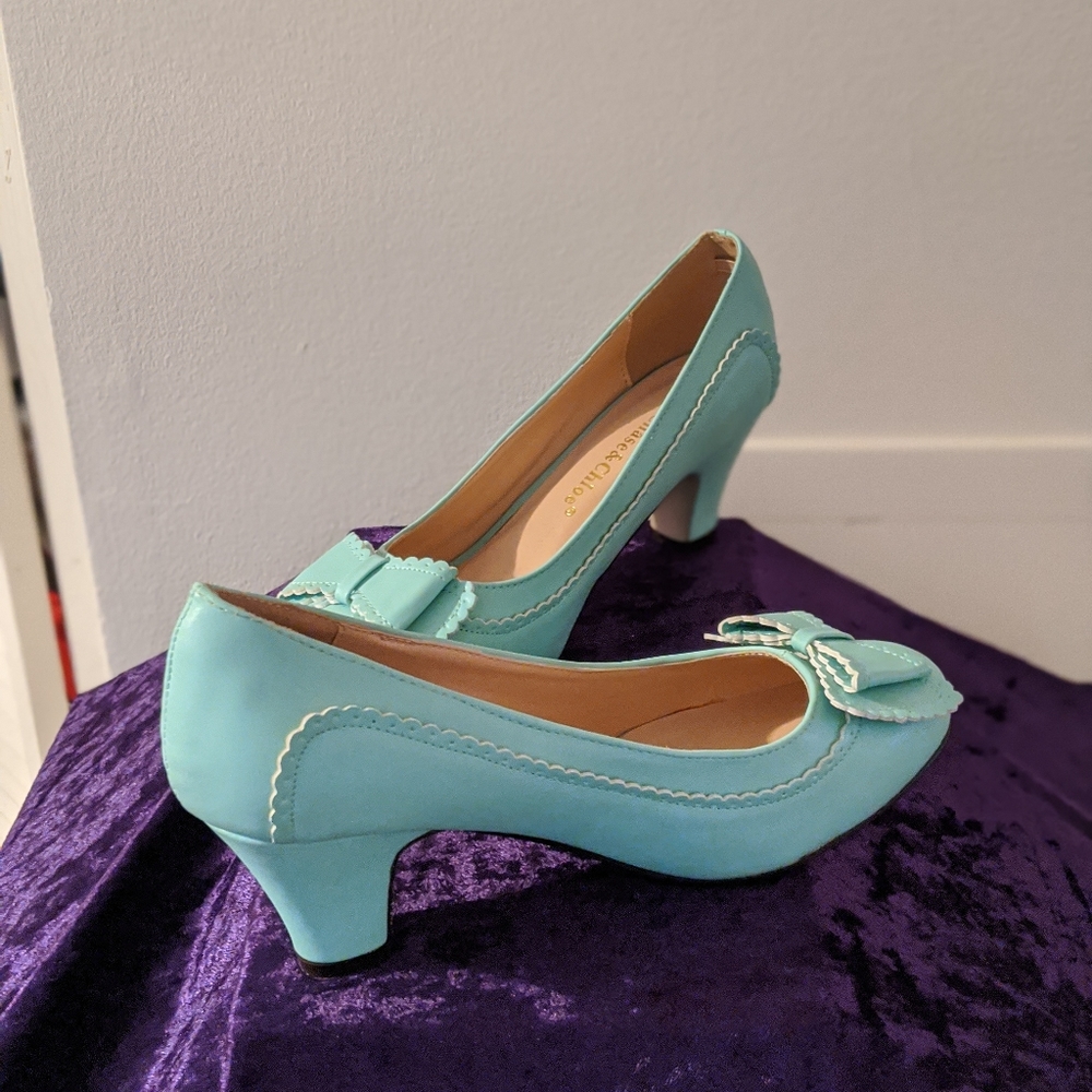 Chase & Chloe Mint Kitten Heels Kawaii Lolita